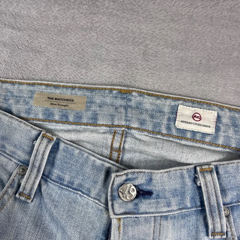 AG Adriano Goldschmied The Matchbox Slim Straight Light Wash Jeans Mens 36